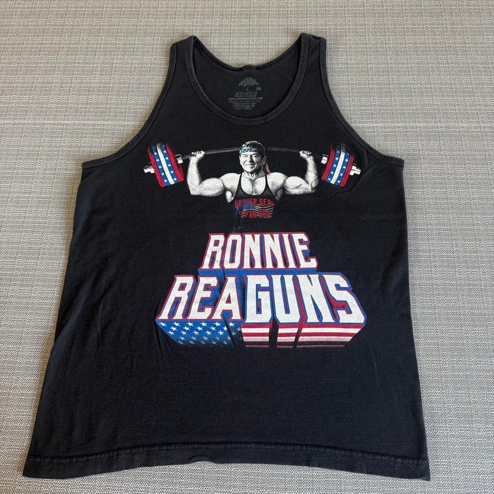 Ann Arbor Ronnie Reaguns black cotton tank top